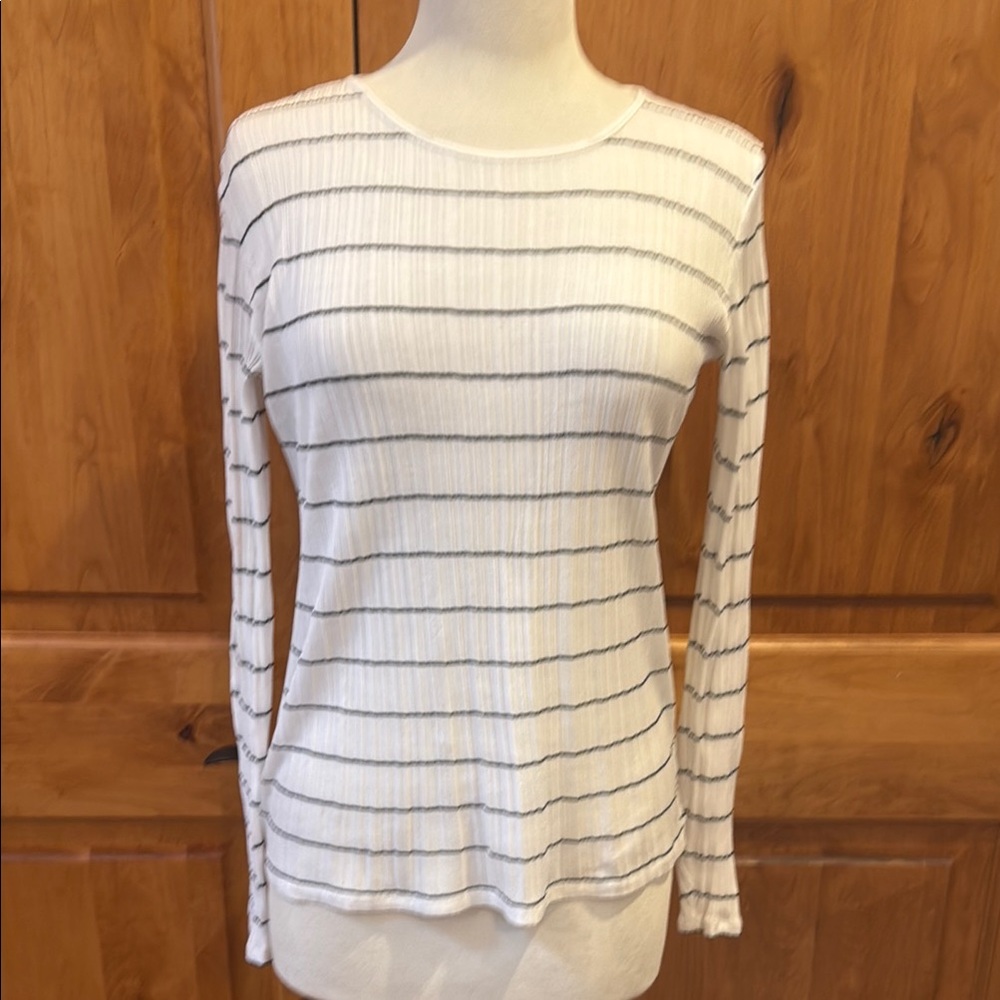 Striped White and Black Women's Top